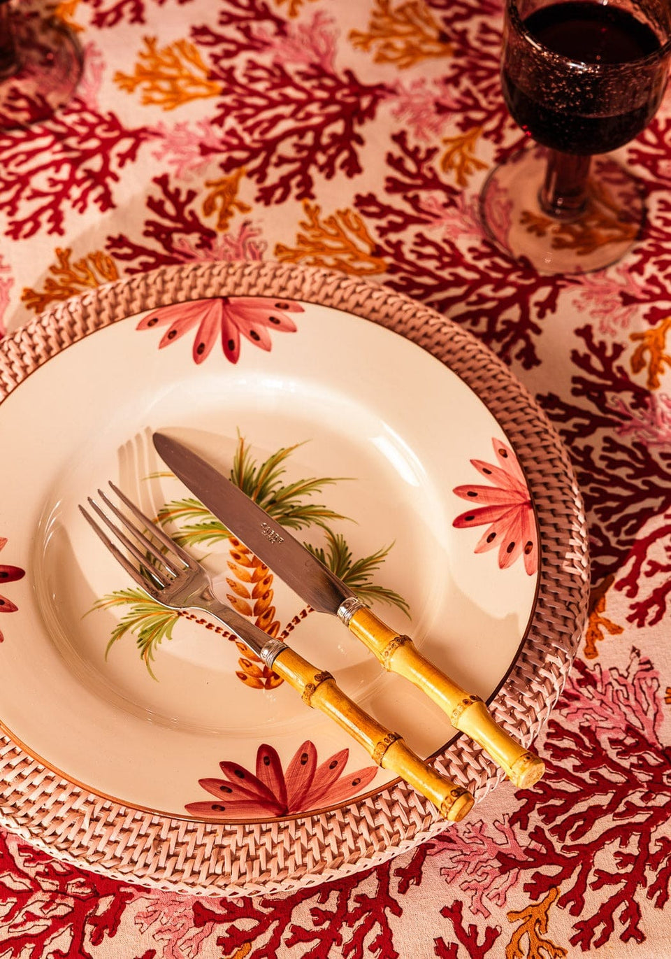 Dinner Plate Arabella Dinner Plate, Green Palm Tree Set of 4
