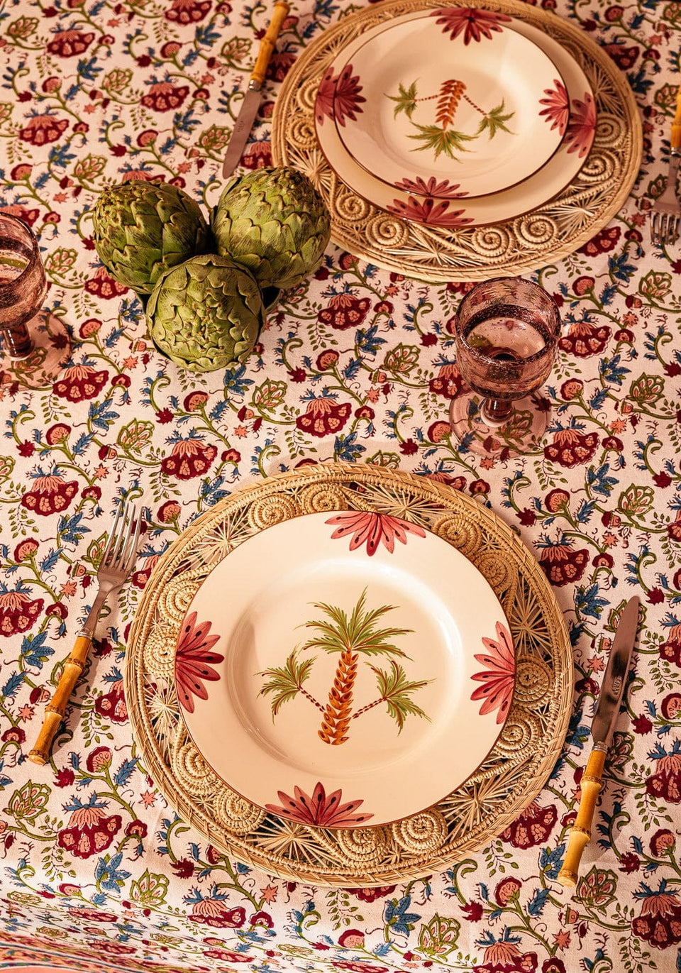 Dinner Plate Arabella Dinner Plate, Green Palm Tree Set of 4