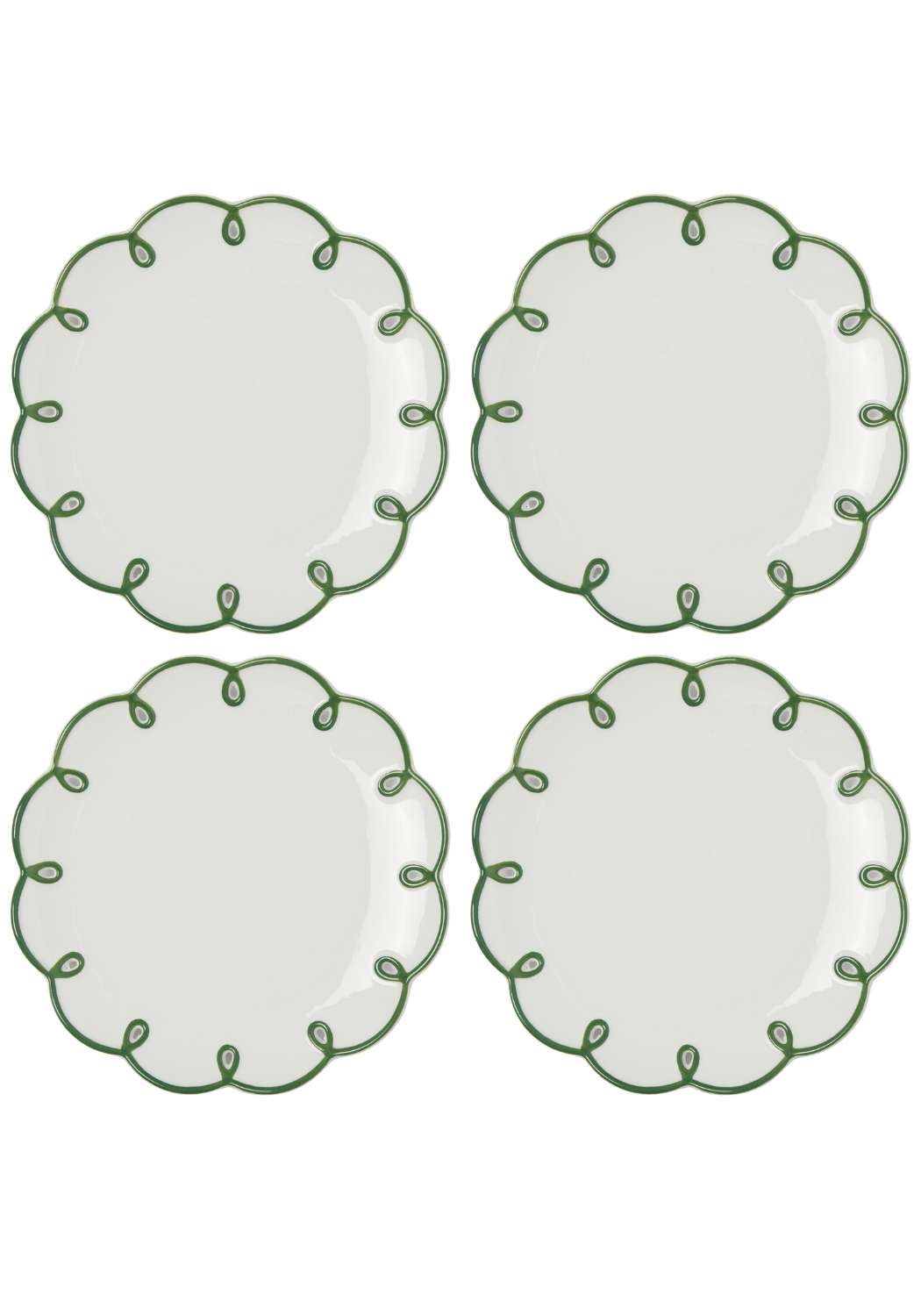 Dinner Plate Glorious Green Scalloped Lunch Plate - Set of 4