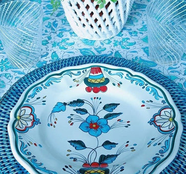 Italian Hand Painted Stoneware Plate With Flower Motif