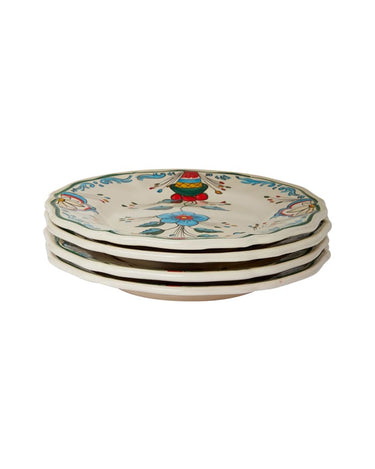 Italian Hand Painted Stoneware Plate With Flower Motif