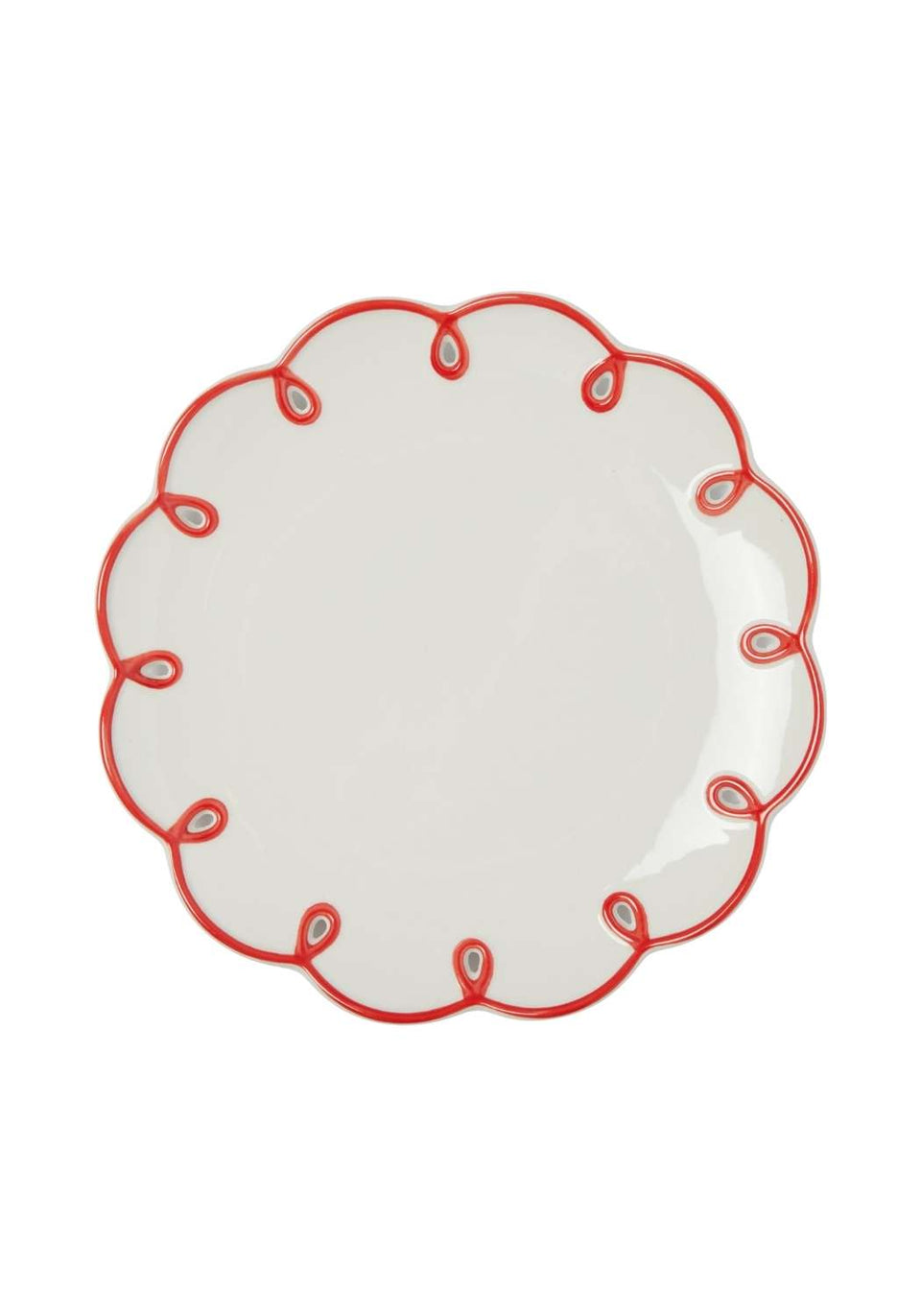 Dinner Plate Rosy Red Scalloped Lunch Plate - Set of 4