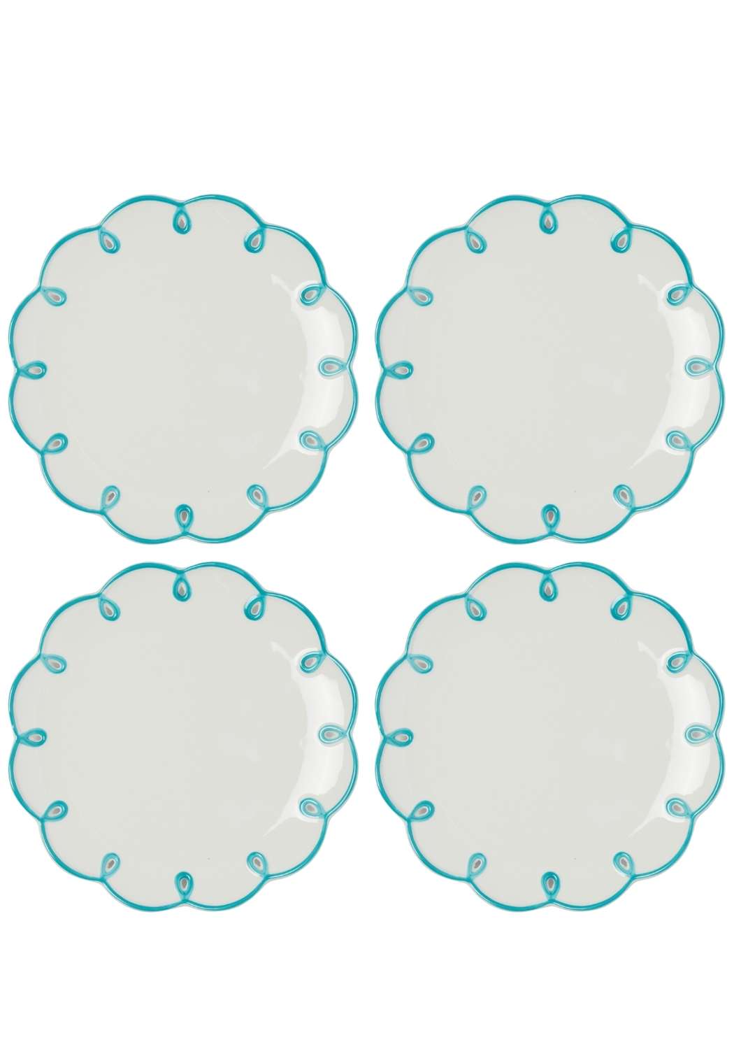 Sky Blue Scalloped Dinner Plates