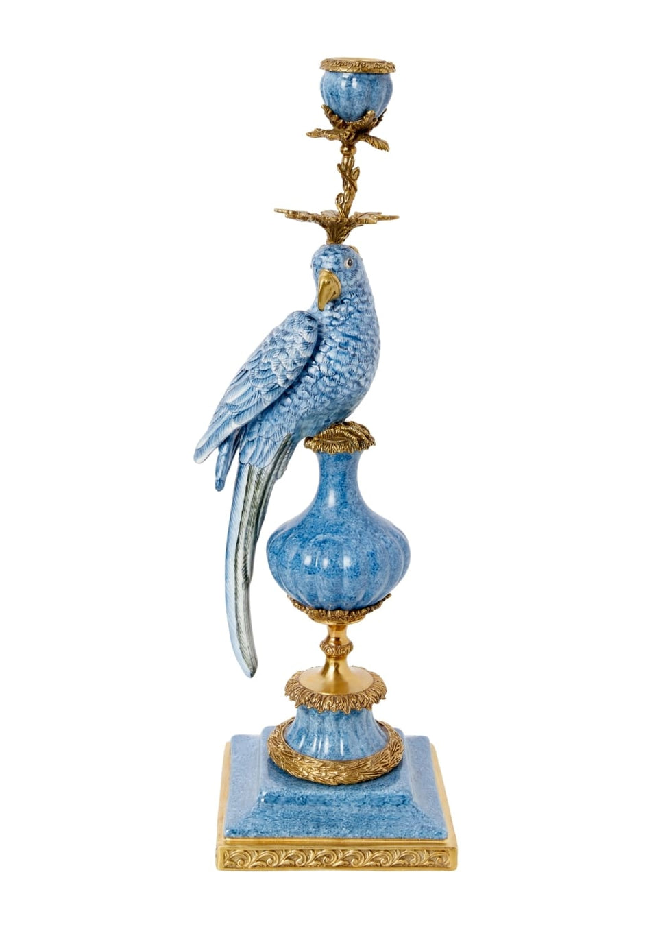 Enamelled Pretty Polly Parrot Candlestick- A Pair
