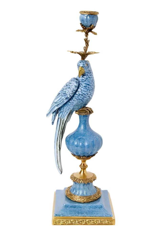 Enamelled Pretty Polly Parrot Candlestick - Left - Casa by Josephine Jenno