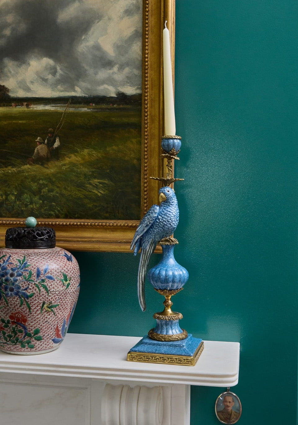Enamelled Pretty Polly Parrot Candlestick - Left - Casa by Josephine Jenno