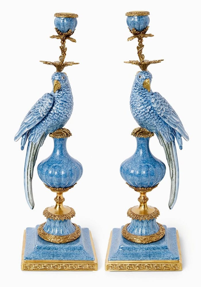 Enamelled Pretty Polly Parrot Candlestick - Left - Casa by Josephine Jenno