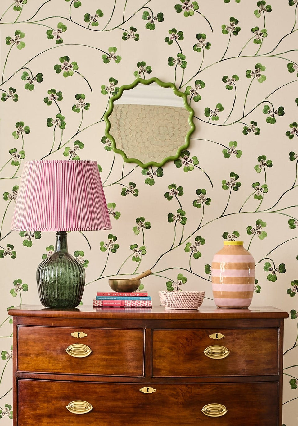 Florence Ripple Glass Table Lamp Base - Olive - Casa by Josephine Jenno