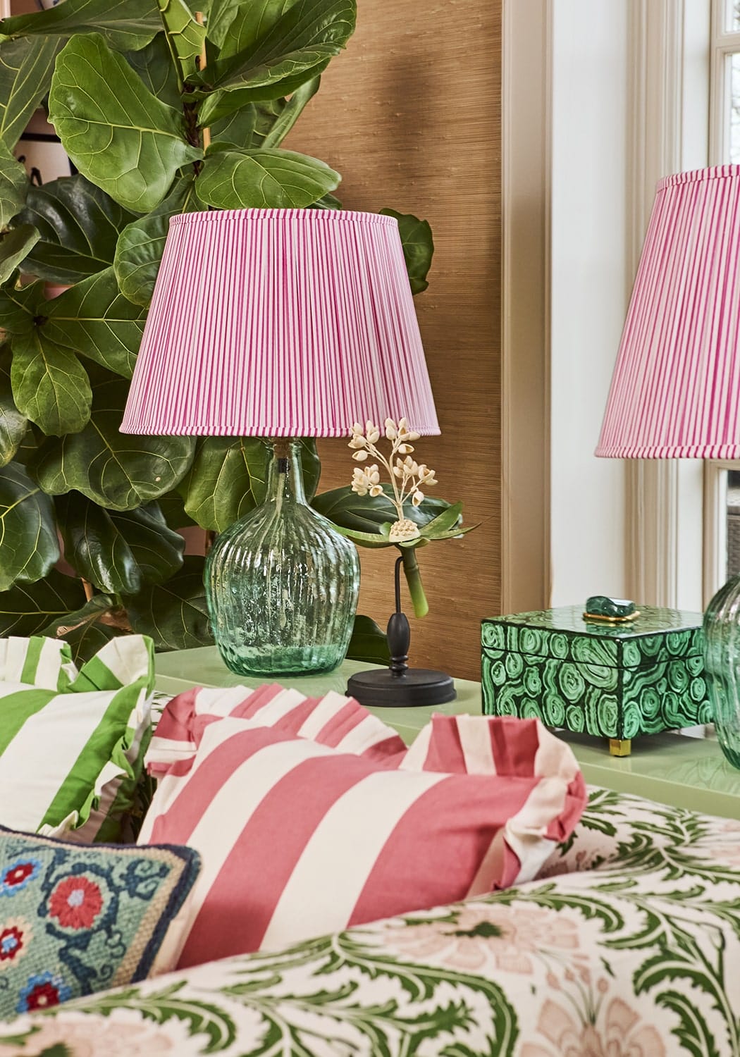 Florence Ripple Glass Table Lamp Base - Sea Mist - Casa by Josephine Jenno