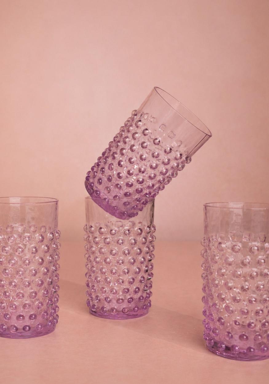 Glasses Lilac Hobnail Tumblers - Set of 4