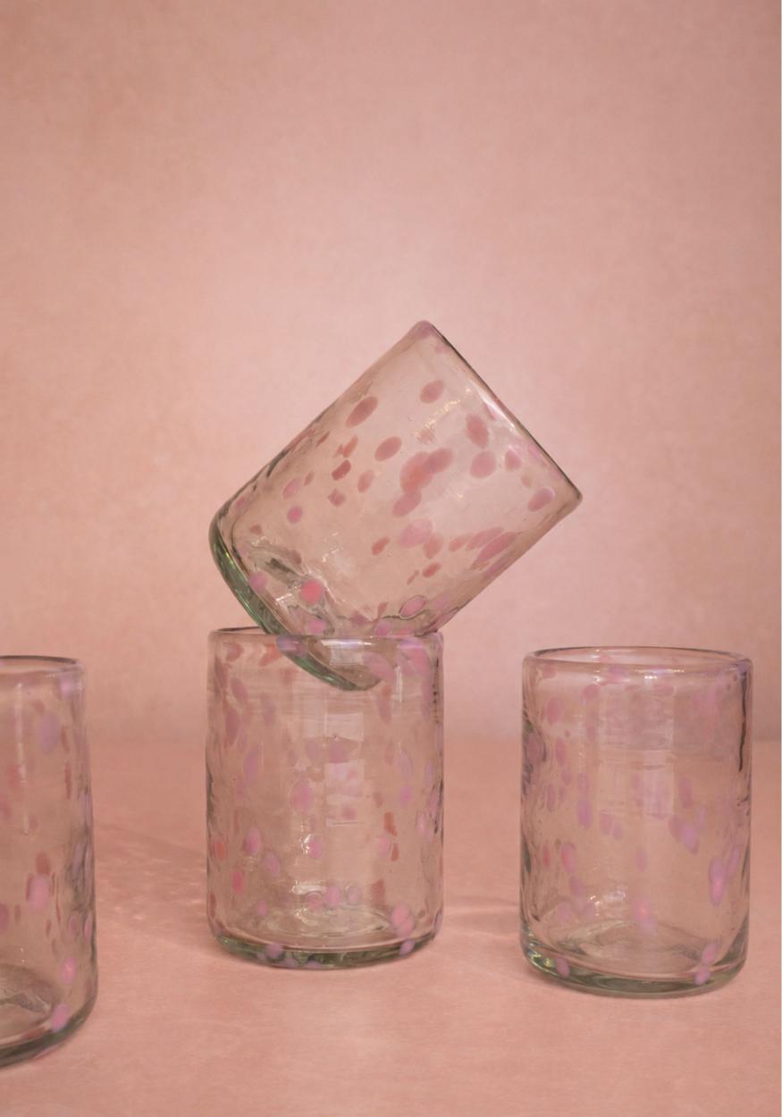 Glasses Louisa Confetti Tumbler, Pink - Set of 4