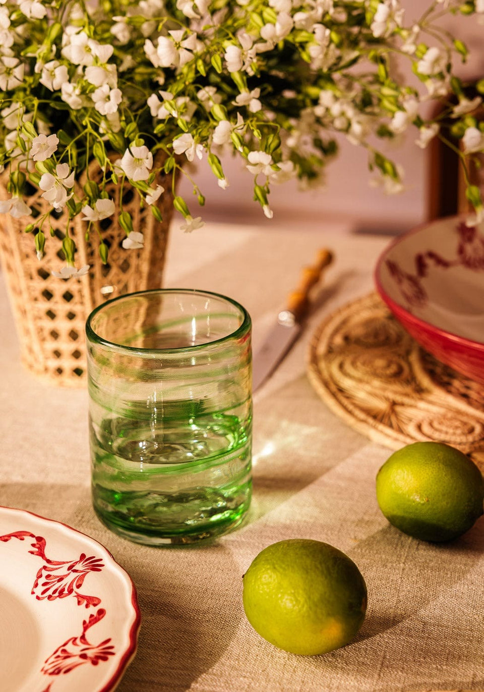 Glasses Olivia Swirl Tumbler, Green - Set of 4