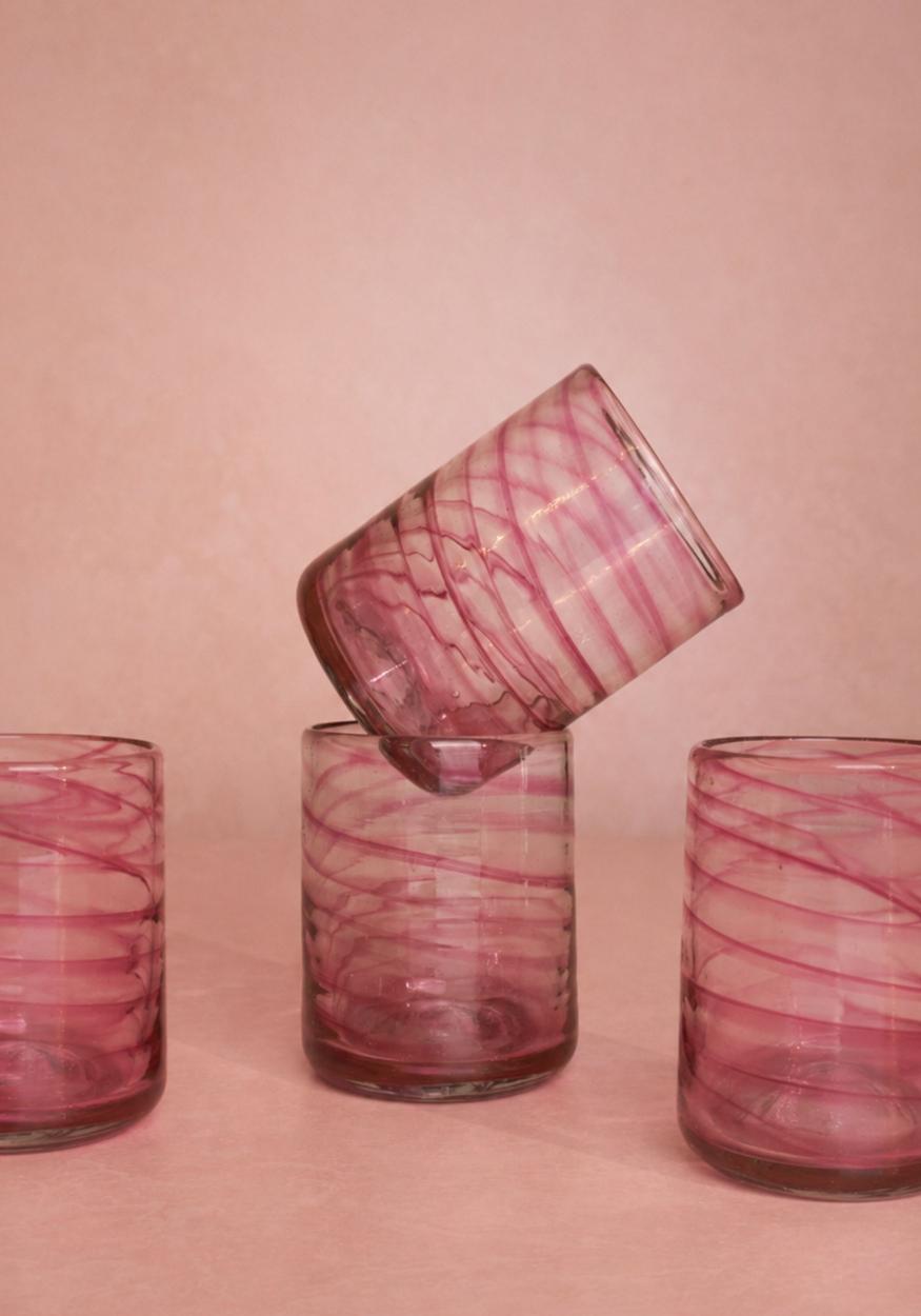 Glasses Olivia Swirl Tumbler, Pink - Set of 4