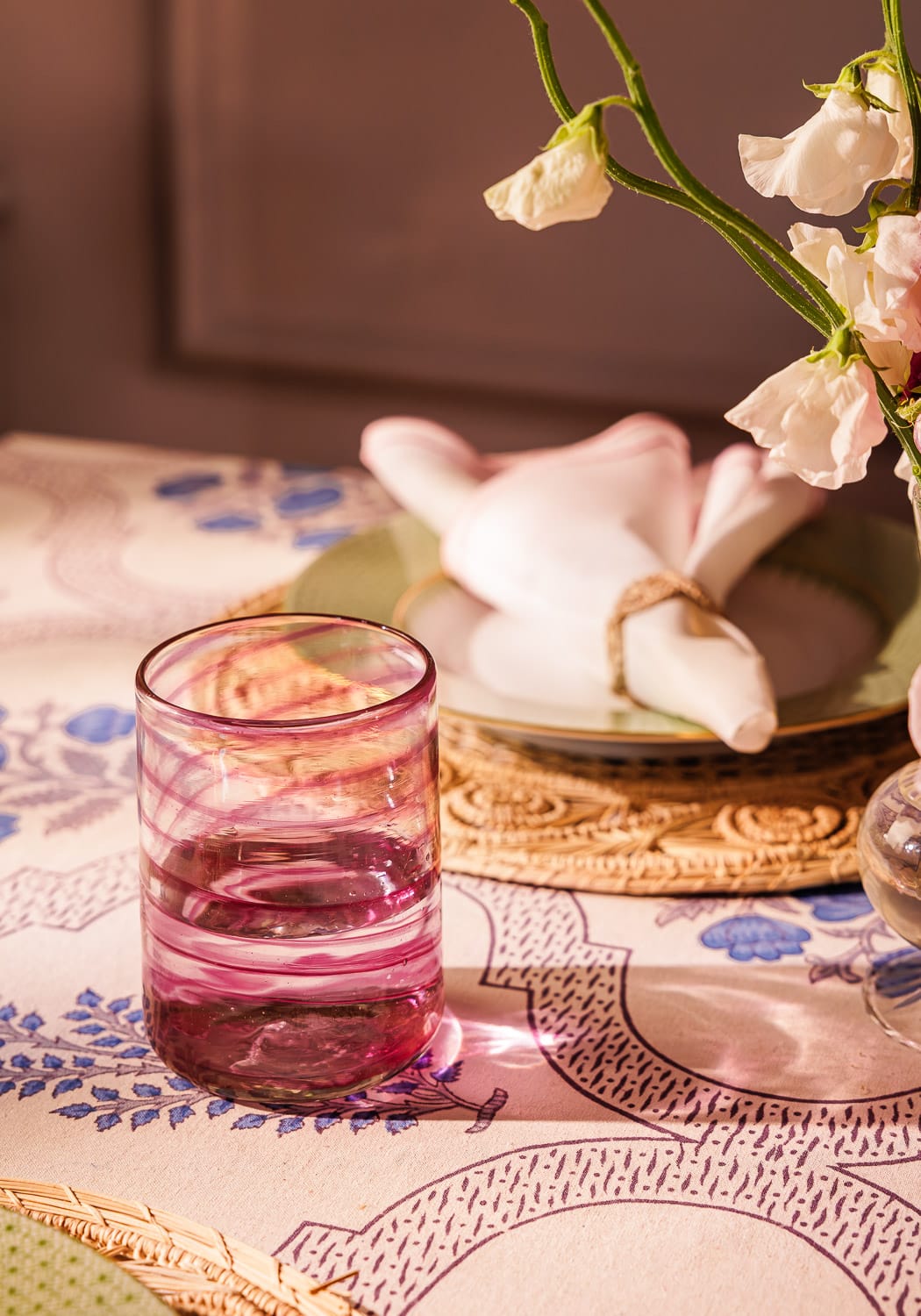 Glasses Olivia Swirl Tumbler, Pink - Set of 4