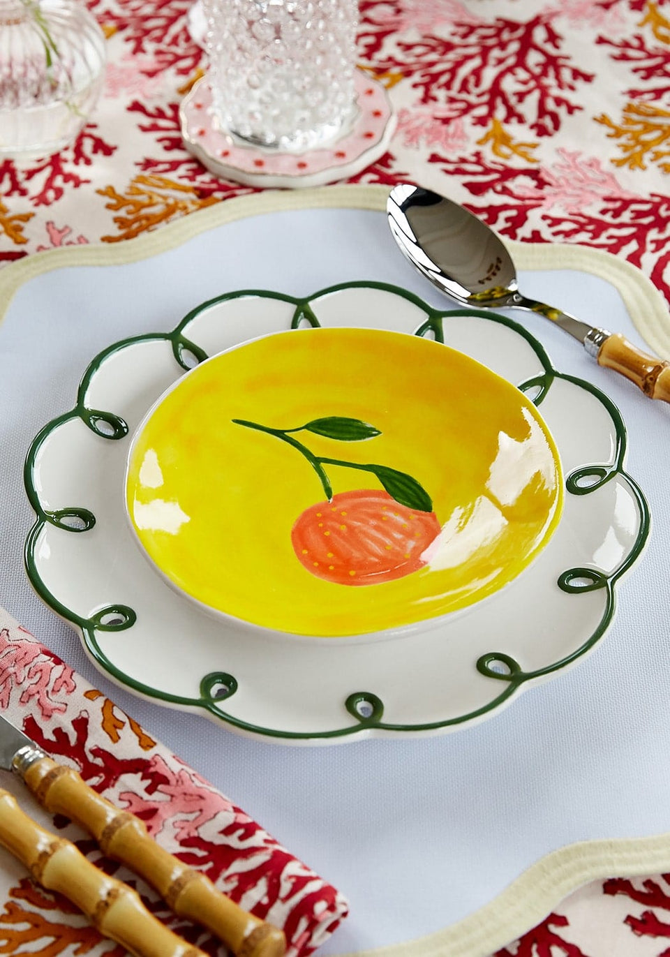 Glorious Green Scalloped Lunch Plate - Set of 4 - Casa by Josephine Jenno