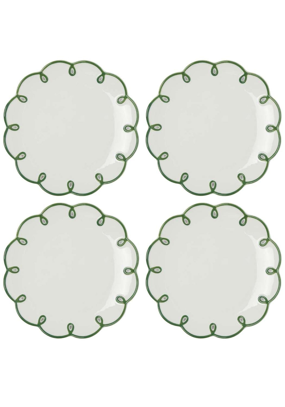 Glorious Green Scalloped Lunch Plate - Set of 4 - Casa by Josephine Jenno