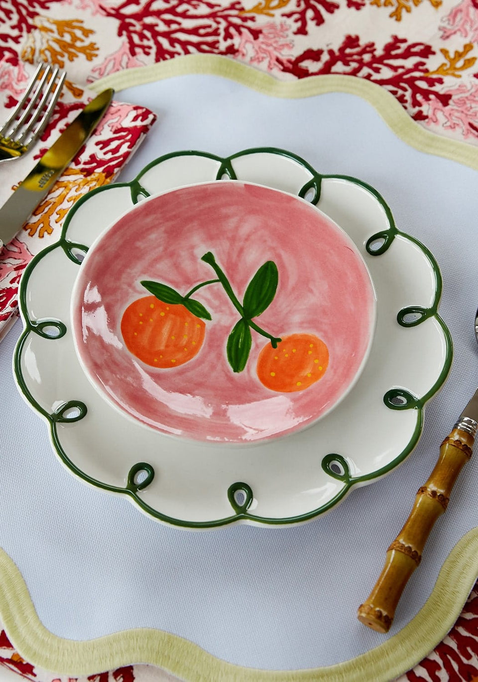 Glorious Green Scalloped Lunch Plate - Set of 4 - Casa by Josephine Jenno