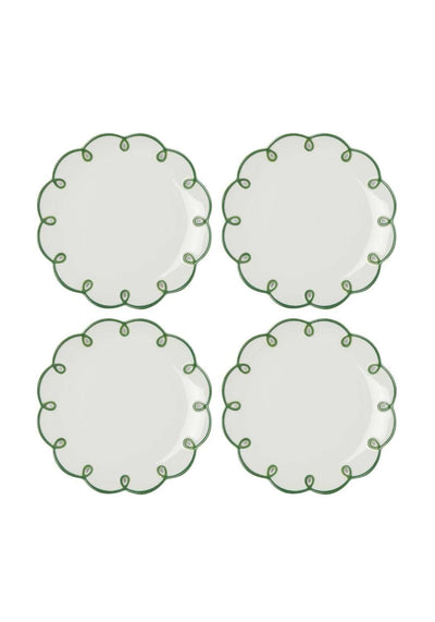 Glorious Green Scalloped Side Plates - Set of 4