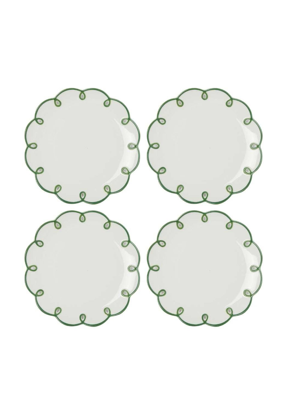 Glorious Green Scalloped Side Plates - Set of 4 - Casa by Josephine Jenno