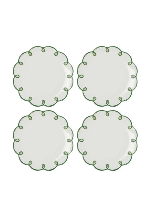 Glorious Green Scalloped Side Plates - Set of 4