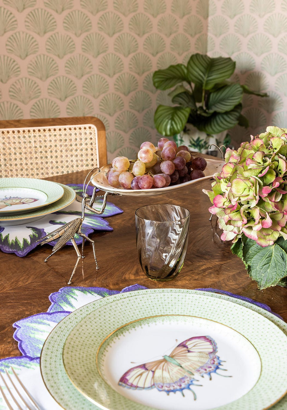 Green Apple Lace Plate Butterfly Side/Pudding Plates - Set of 4 - Casa by Josephine Jenno