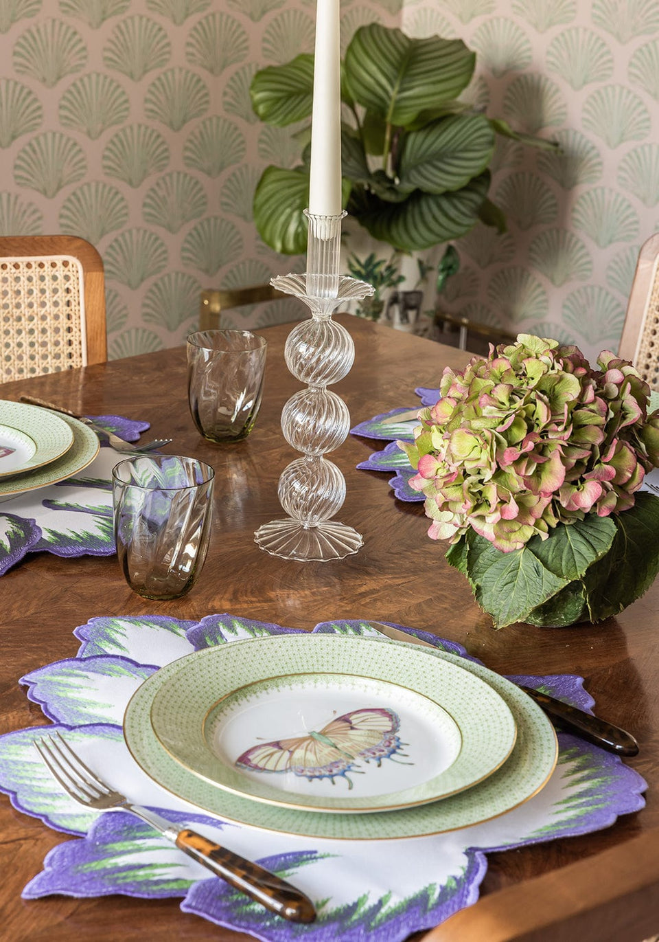 Green Apple Lace Plate Butterfly Side/Pudding Plates - Set of 4 - Casa by Josephine Jenno