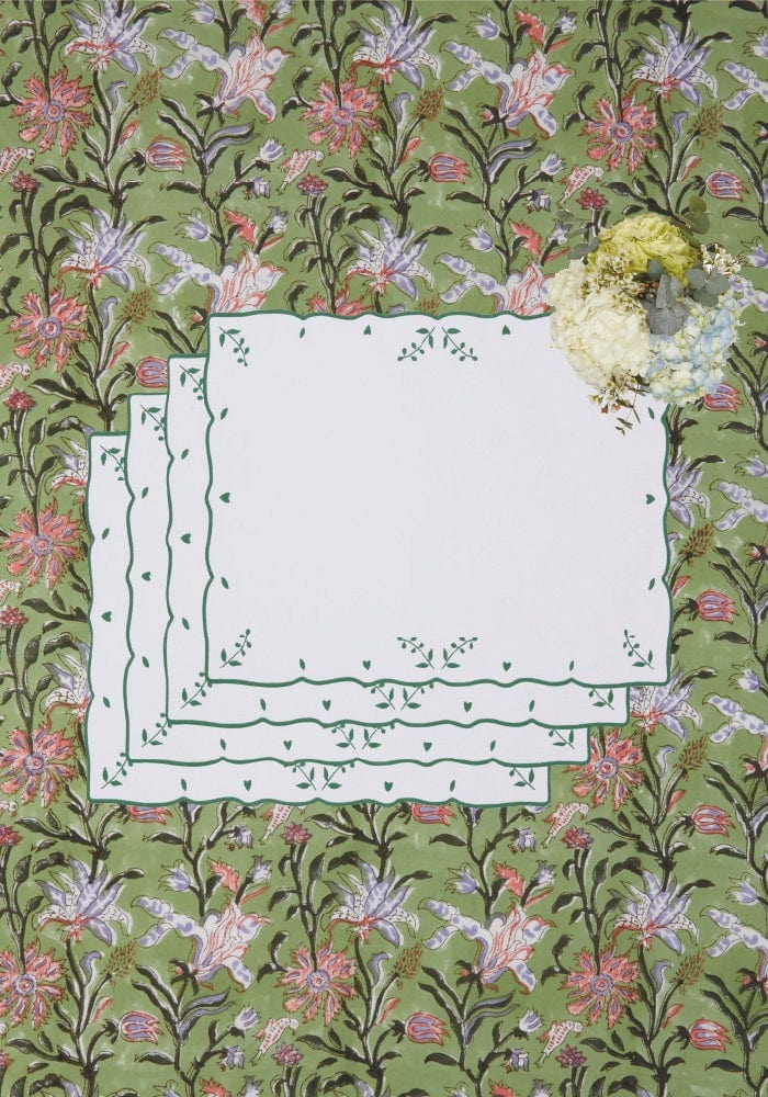Green Blossom Rectangular Placemats - Set of 4 - Casa by Josephine Jenno