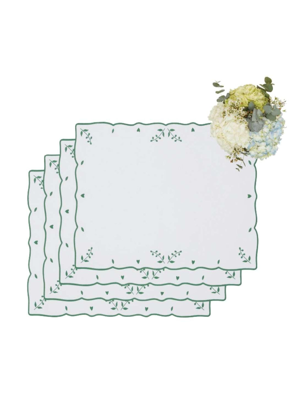 Green Blossom Rectangular Placemats - Set of 4 - Casa by Josephine Jenno