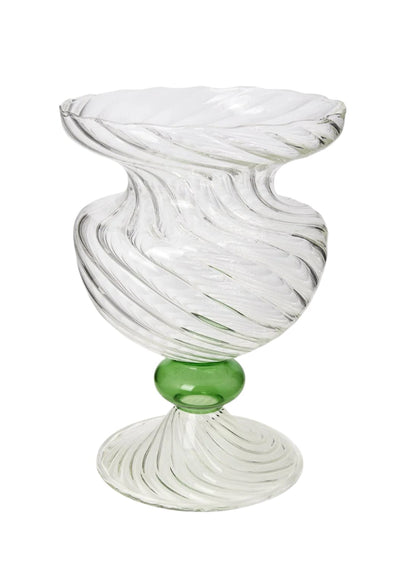 Green Globe Murano Vase Cleo Wave