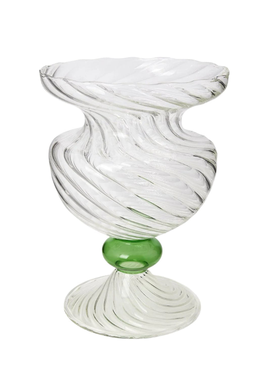 Green Globe Murano Vase Cleo Wave