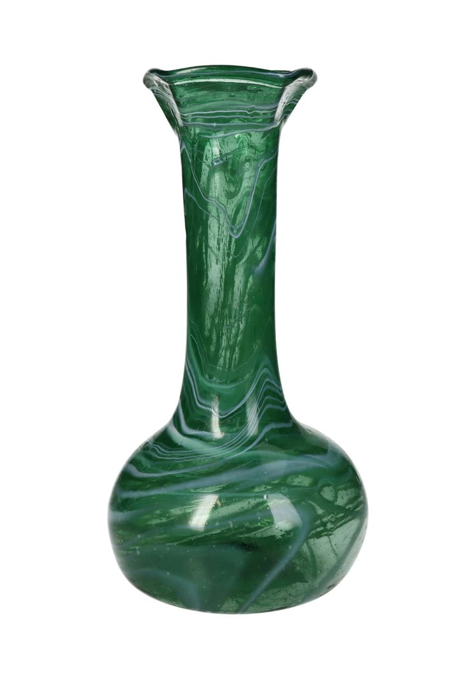 Green Marbled Bud Vase - Lightweight Treated Glass - Casa by Josephine Jenno