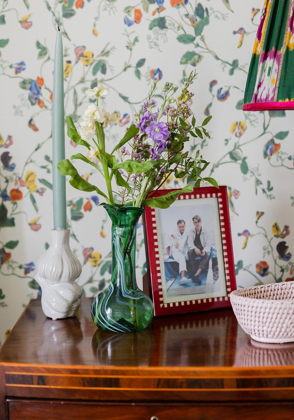 Green Marbled Bud Vase - Lightweight Treated Glass - Casa by Josephine Jenno