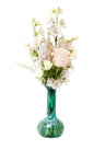 Green Marbled Bud Vase - Lightweight Treated Glass
