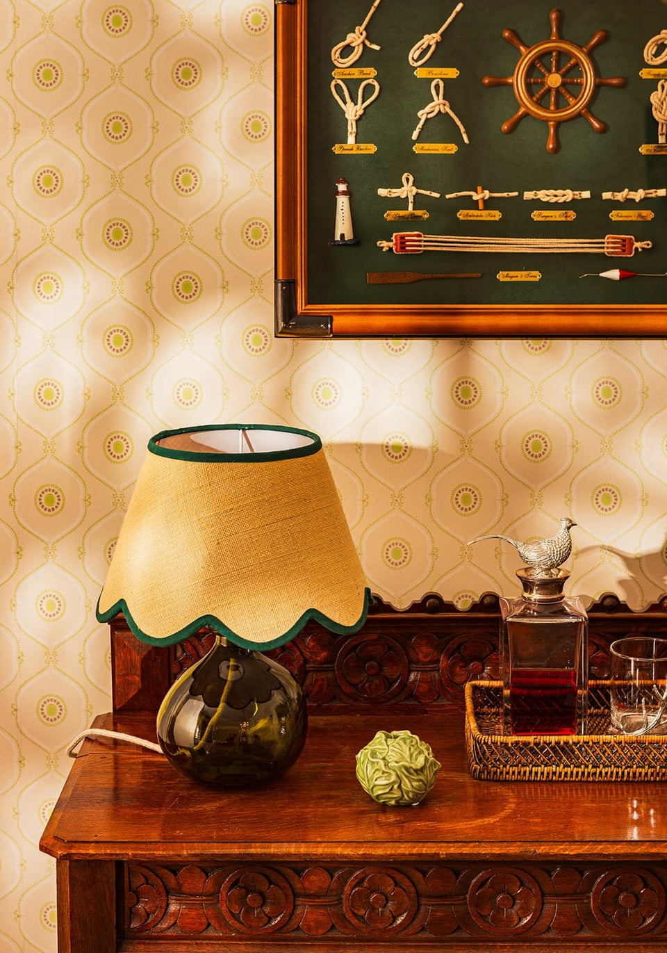 Green Petal Rafia Scallop Lampshade - Casa by Josephine Jenno