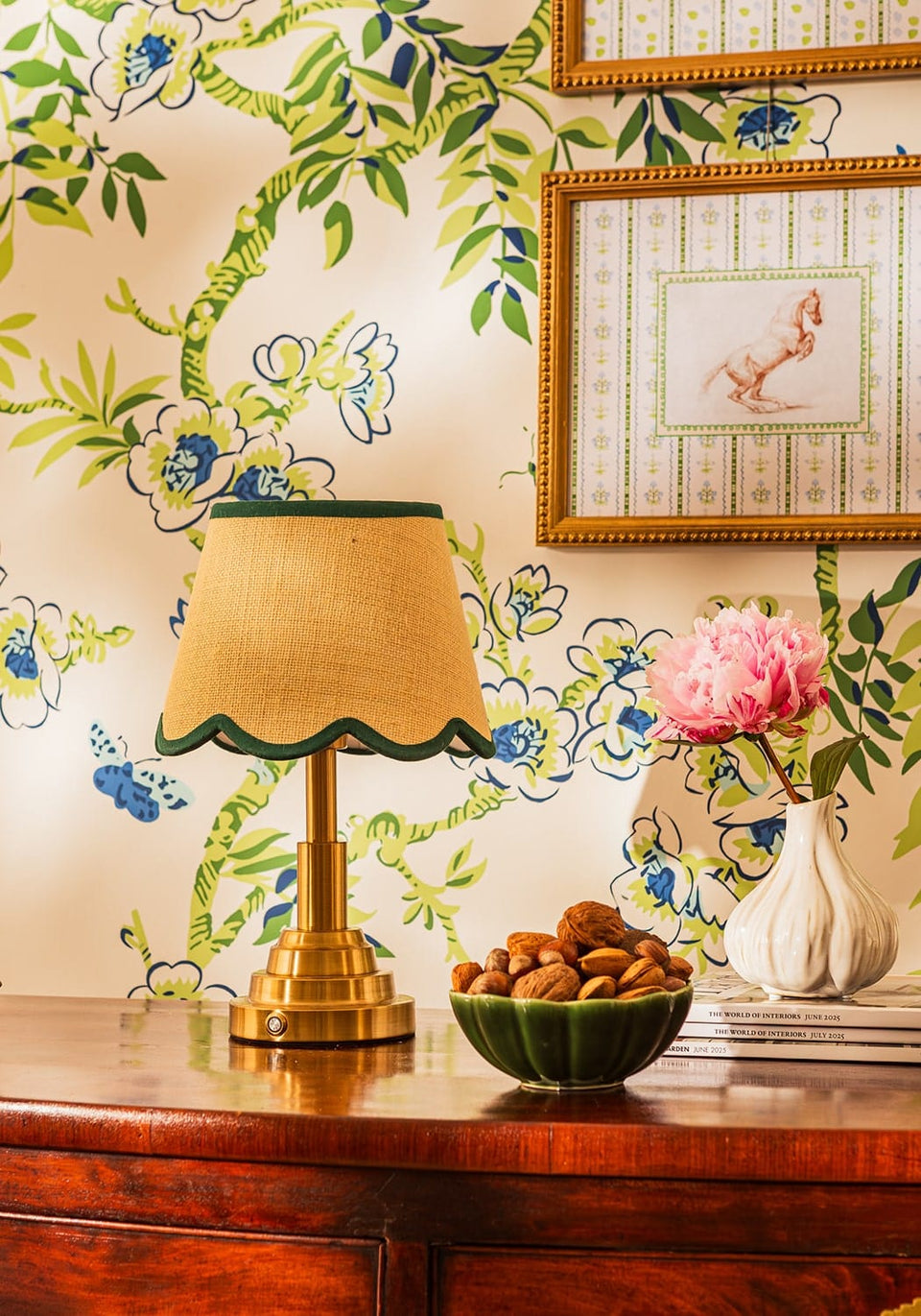 Green Petal Rafia Scallop Lampshade - Casa by Josephine Jenno