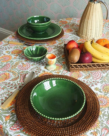 Green Scallop Ceramic Dip Bowl Set of 3