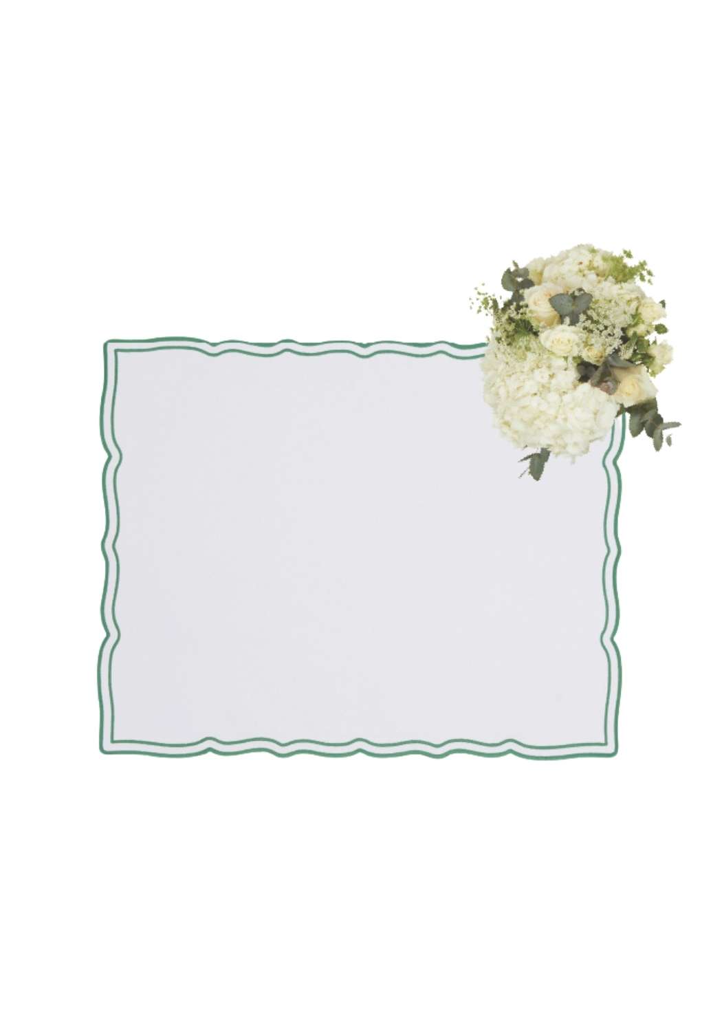 Green Wavy Trim Rectangular Placemats - Set of 4 - Casa by Josephine Jenno