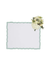 Green Wavy Trim Rectangular Placemats - Set of 4 - Casa by Josephine Jenno