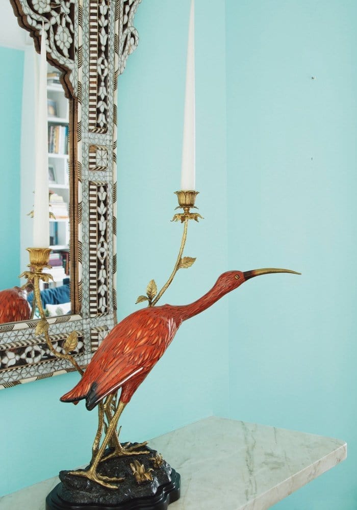 Handcrafted Cloisonné Red Ibis Candleholder - Casa by Josephine Jenno