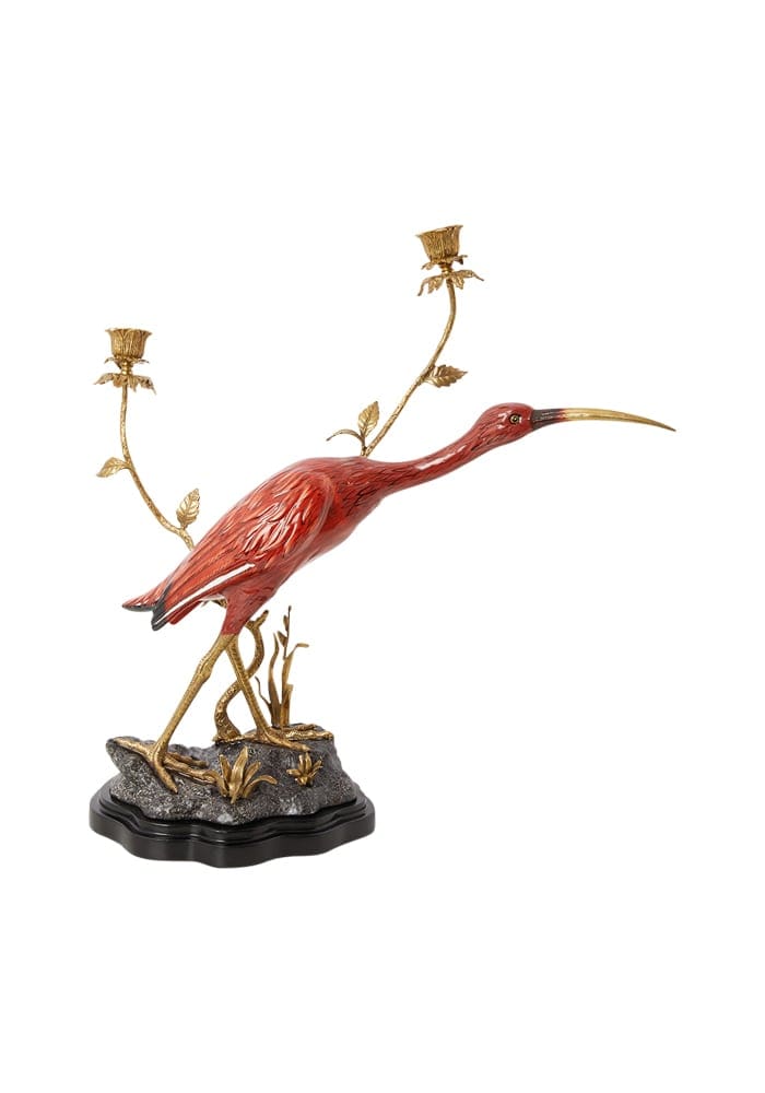 Handcrafted Cloisonné Red Ibis Candleholder - Casa by Josephine Jenno