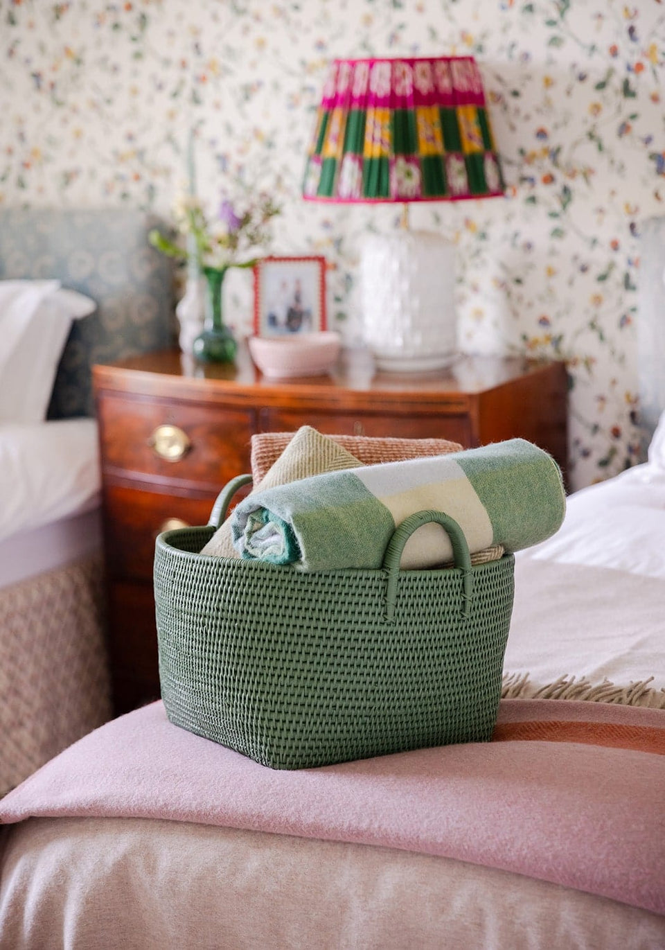 Handy Handwoven Rattan Basket - Green - Casa by Josephine Jenno