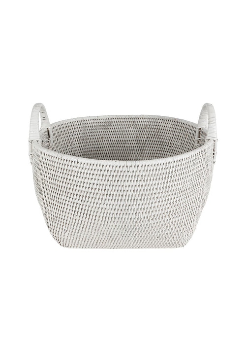 Handy Handwoven Rattan Basket - White