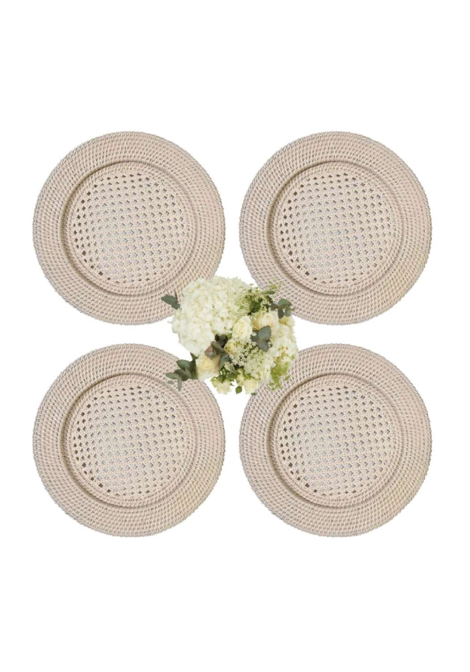 Harbour Island Rattan Round Charger Sand Colour - Set of 4 - Casa by Josephine Jenno