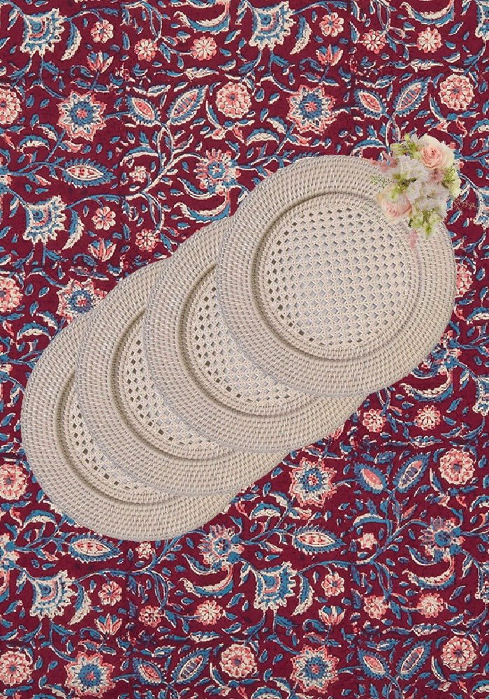 Harbour Island Rattan Round Charger Sand Colour - Set of 4 - Casa by Josephine Jenno
