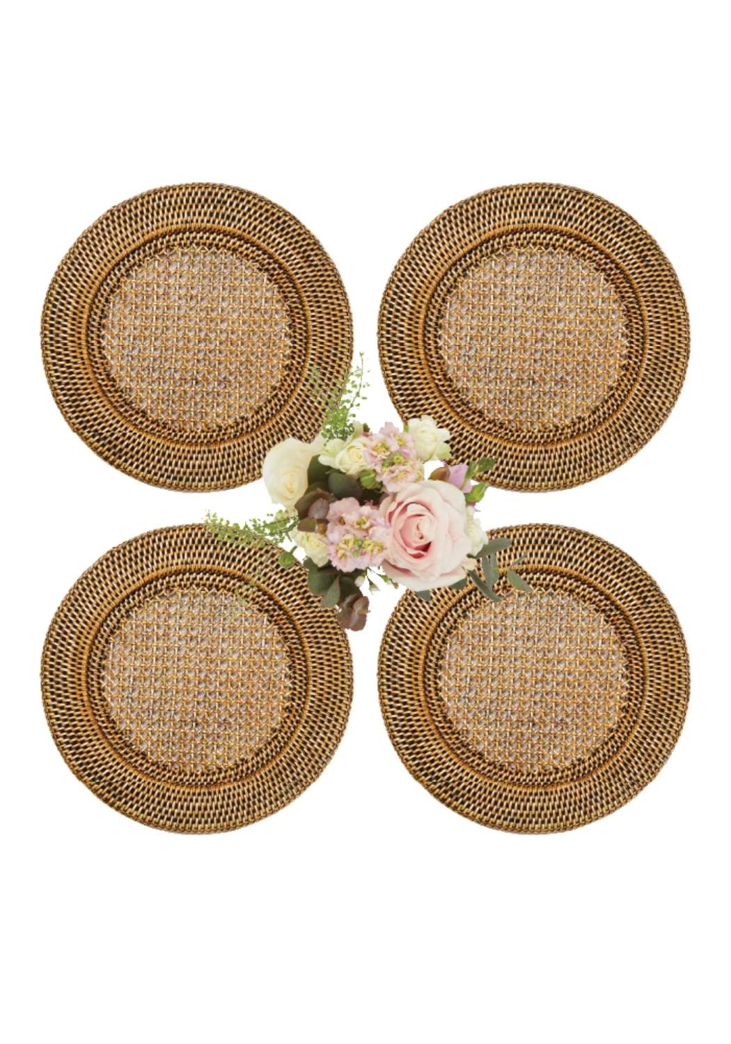 Harbour Island Round Rattan Charger Brown - Set of 4 - Casa by Josephine Jenno