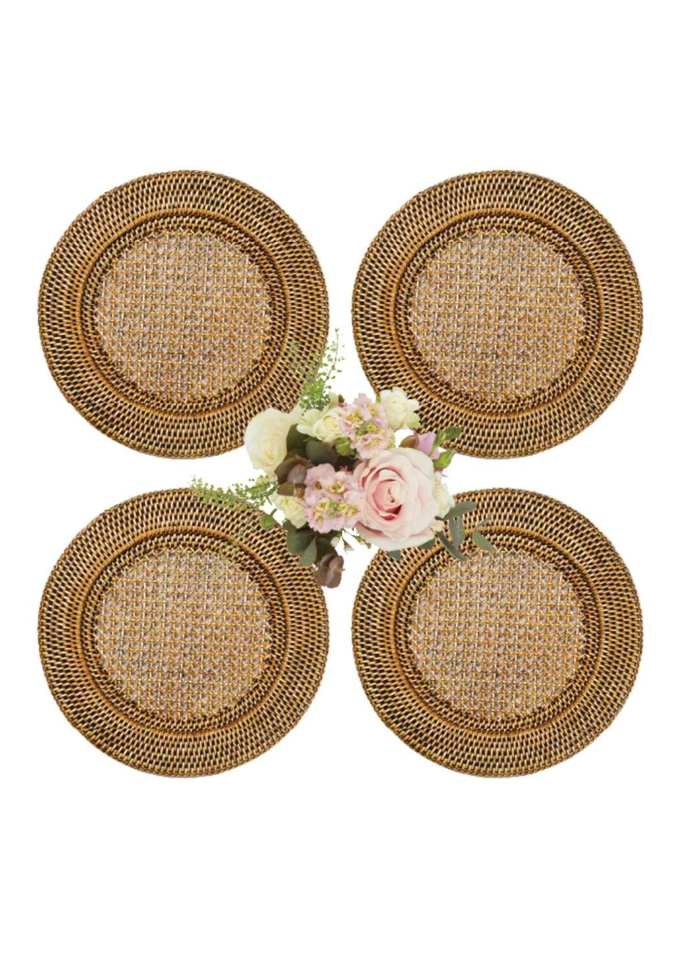 Harbour Island Round Rattan Charger Brown - Set of 4 - Casa by Josephine Jenno