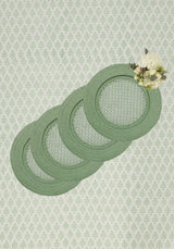 Harbour Island Round Rattan Charger Green - Set of 4 - Casa by Josephine Jenno