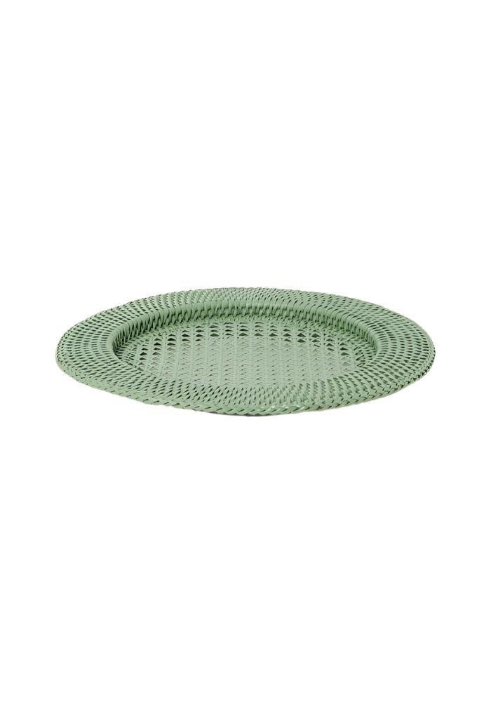 Harbour Island Round Rattan Charger Green - Set of 4 - Casa by Josephine Jenno