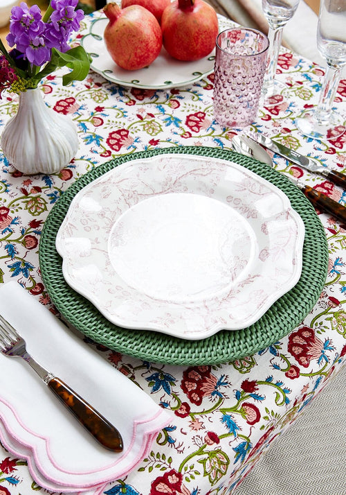 Harbour Island Round Rattan Charger Green  - Set of 4