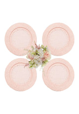 Harbour Island Round Rattan Charger Placemat Pink - Set of 4 - Casa by Josephine Jenno